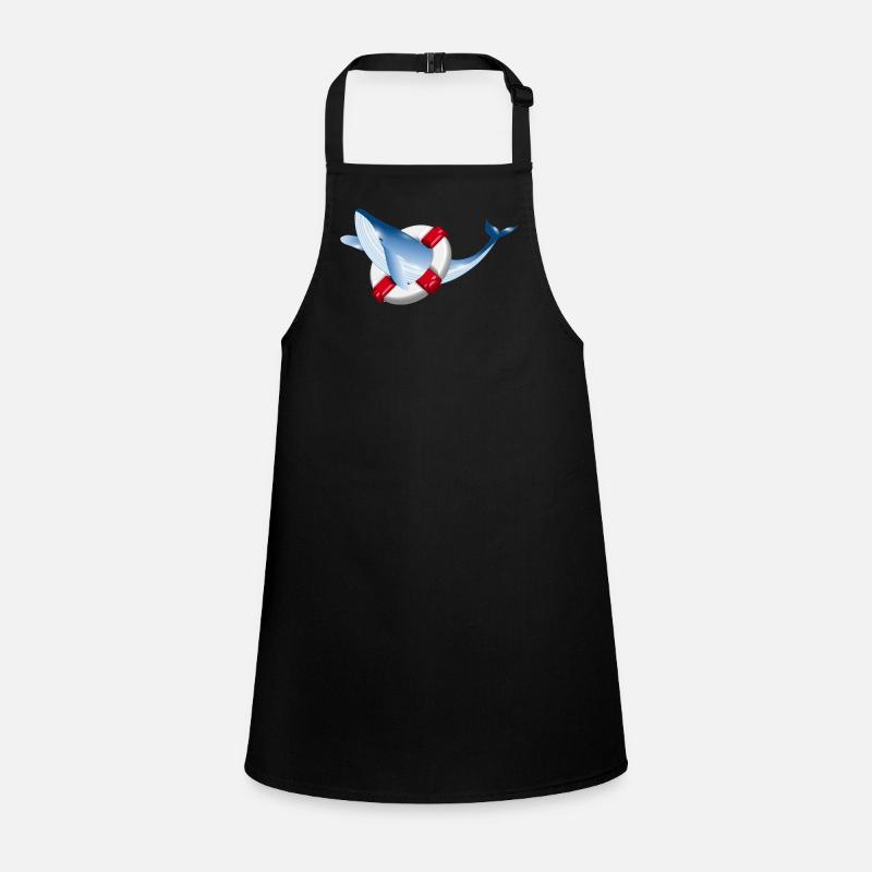 bright blue whale fish with lifebuoy Children's Apron