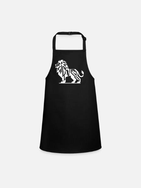 Lion géométrique avec des dents et une crinière élégante - Tablier Enfant - noir - Devant