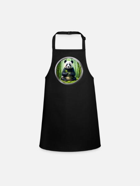 Panda Animal - Children's Apron - black - Front