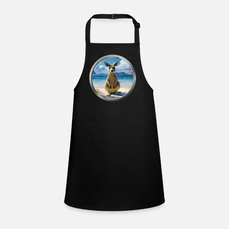 Kangaroo Animal - Children's Apron - black