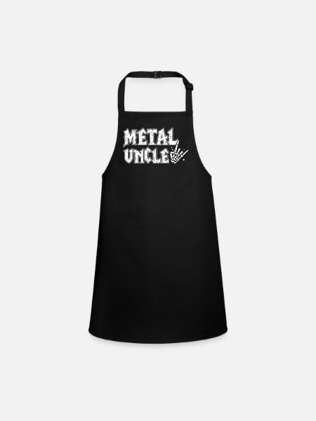 Metal Onkel Heavy Metal Geschenk für Onkel - Schürze für Kinder - Schwarz - Vorne