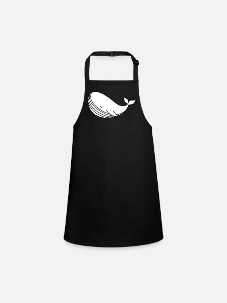 Whale silhouette minimalist sea motif - Children's Apron - black - Front