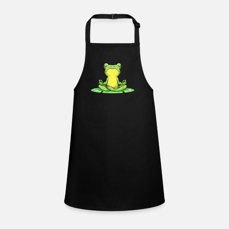 Frog on leaf doing yoga with yoga mat Children's Apron