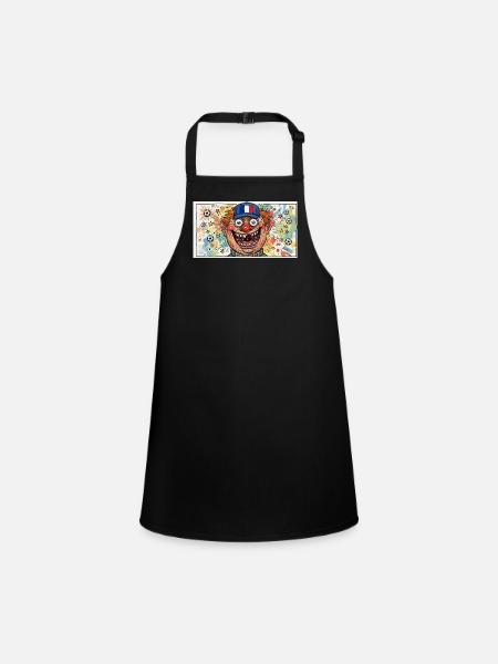 Französischer Fußballclown Popart - Schürze für Kinder - Schwarz - Vorne