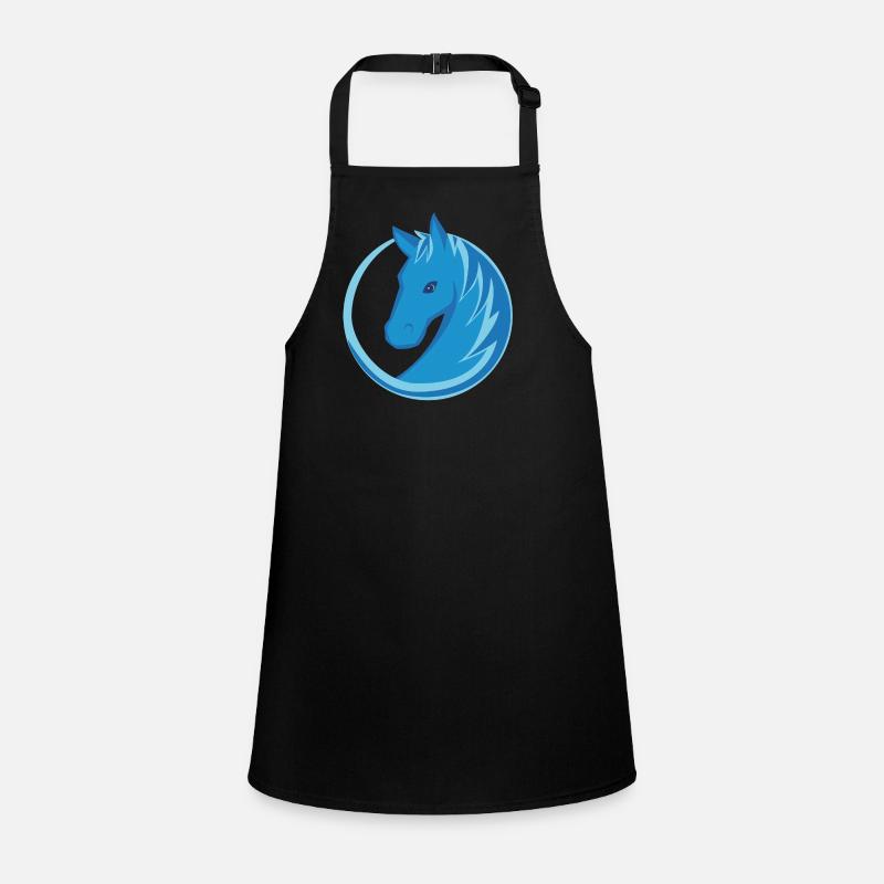 Horse Logo Circle Flat Design blue Children's Apron