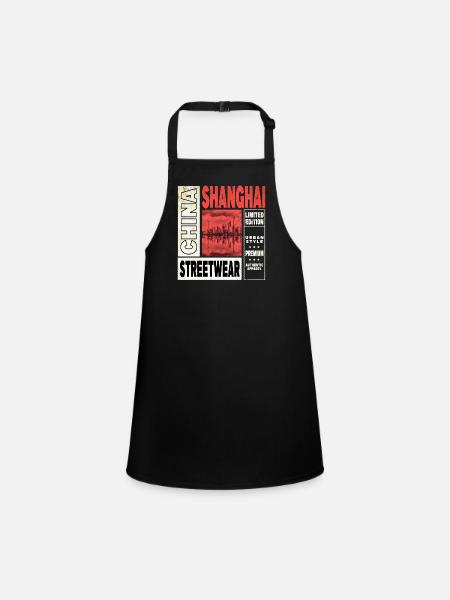 Shanghai China Asia City Skyline Travel Holiday - Children's Apron - black - Front