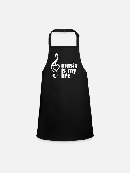 la musique est ma vie - Musiciens, fans de musique - Tablier Enfant - noir - Devant
