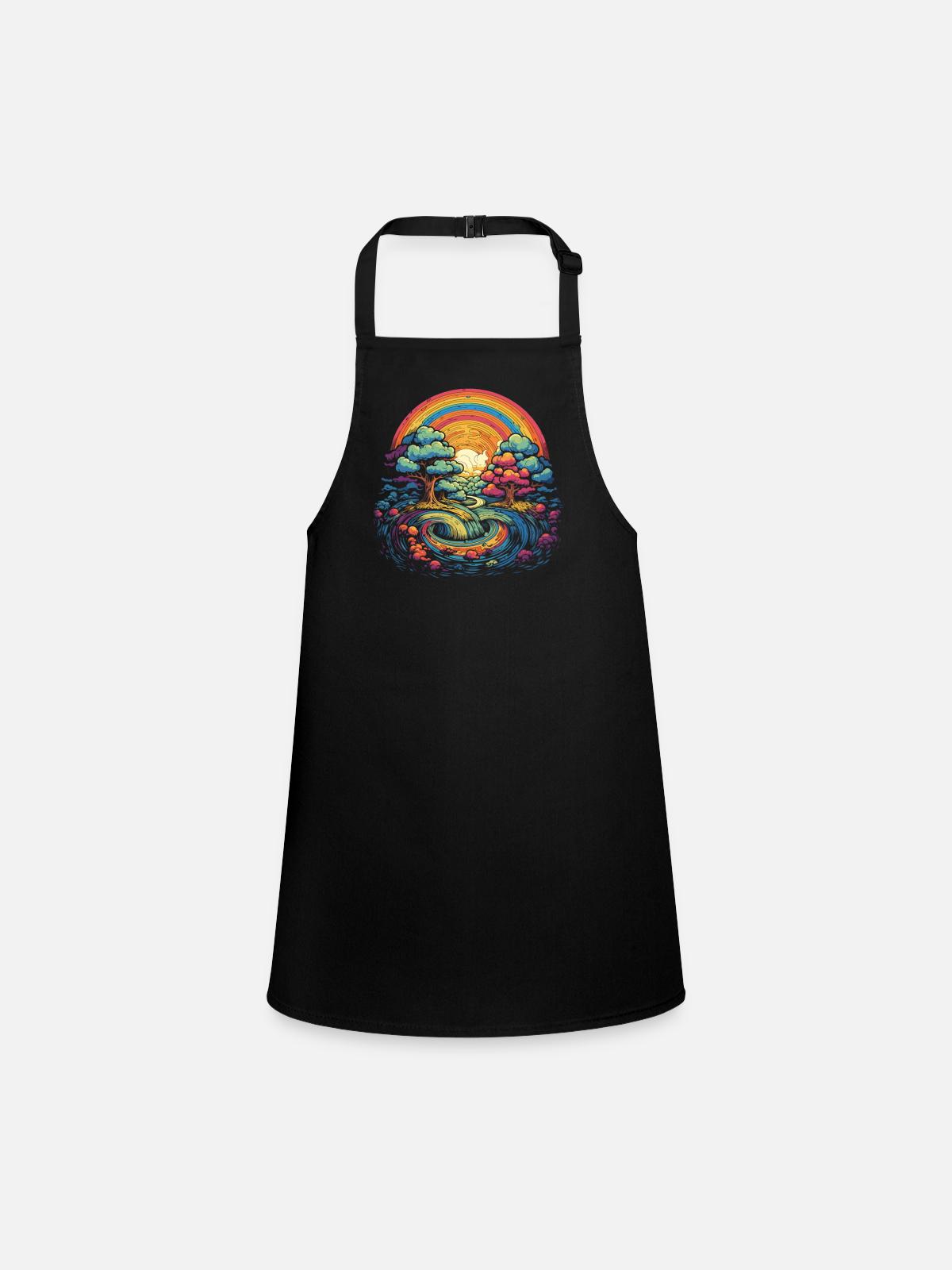 Rainbow Wonderland - Children's Apron - black - Front