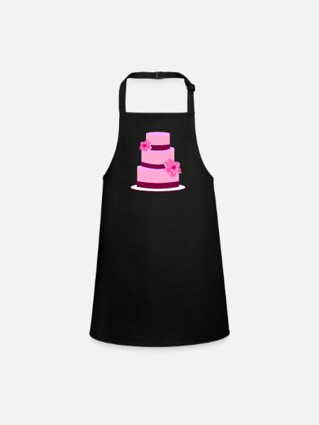Torte Hochzeit Hochzeitstorte Blumen Geschenkidee - Schürze für Kinder - Schwarz - Vorne