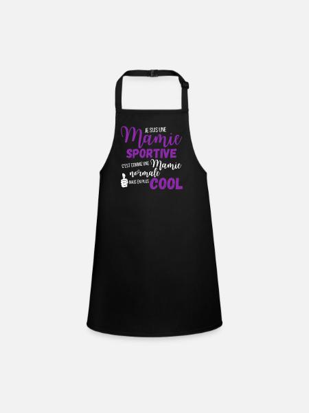 T shirt mamie sportive humour mamie cadeau - Tablier Enfant - noir - Devant