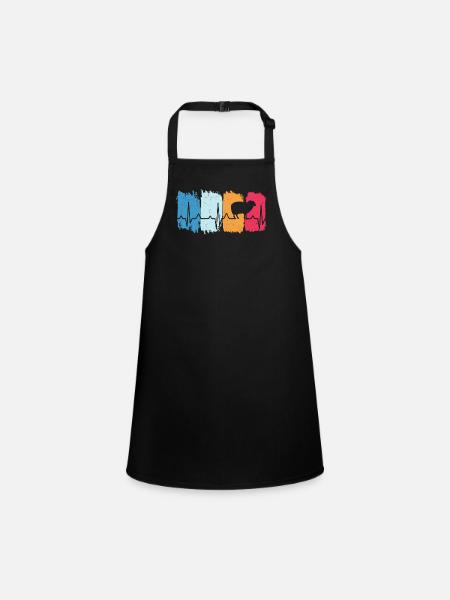 sheep retro heartbeat t-shirt sheep - Children's Apron - black - Front