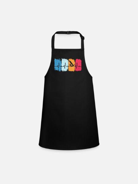 Windsurfing retro heartbeat windsurfer - Children's Apron - black - Front