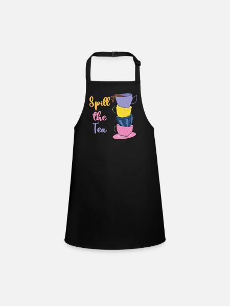 Spill The Tea - Funny Pun - Children's Apron - black - Front