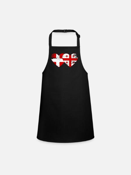 Denmark Georgia flag heart used - Children's Apron - black - Front