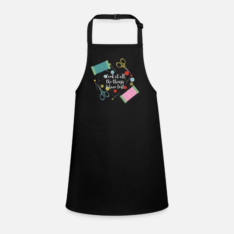 Sewing needle thread yarn buttons tailor gift - Children's Apron - black