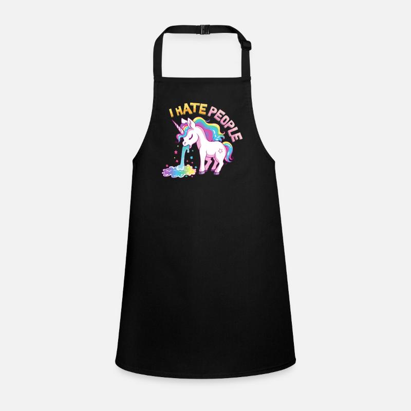 I Hate People Einhorn Kotzt Regenbogen Lustig Schürze für Kinder