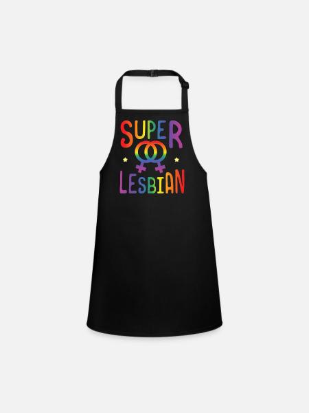 LGBT Gay Pride Lesbienne Super Lesbienne - Tablier Enfant - noir - Devant