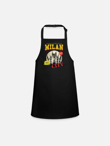 Mailand Milan Italien Stadt Skyline Vintage Retro - Schürze für Kinder - Schwarz - Vorne