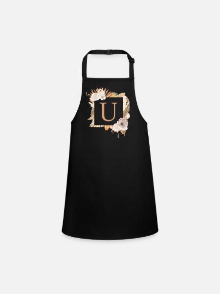 Customizable design, monogram, letter U - Children's Apron - black