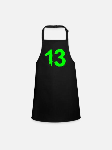 Number 13 favorite number brush - Children's Apron - black - Front