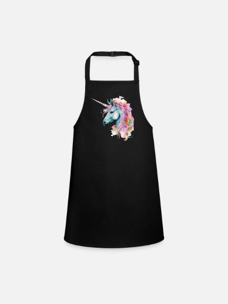 Licorne Magie Fantaisie Fable Couleurs Colorées Art - Tablier Enfant - noir - Devant