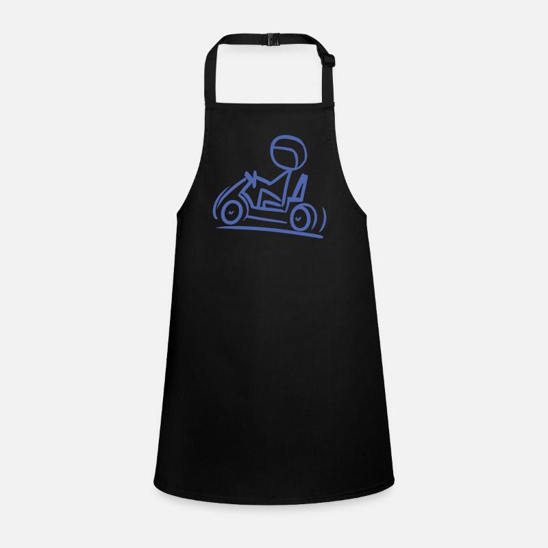 Go-Kart Silhouette Stick Figure Line Drawing Children's Apron