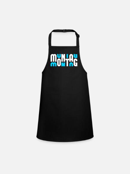 Motif Monday Blanc/Cyan - Tablier Enfant - noir - Devant