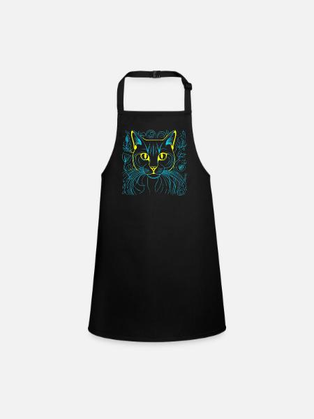 Ukraine Domestic Cat Cat Cats Pets Meow - Children's Apron - black - Front