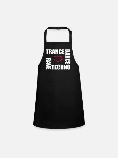 techno dance trance rave - Tablier Enfant - noir - Devant