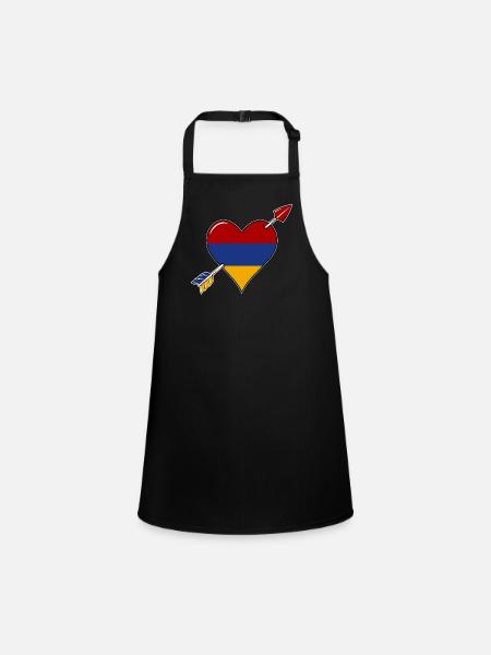 Armenia flag heart in love - Children's Apron - black - Front