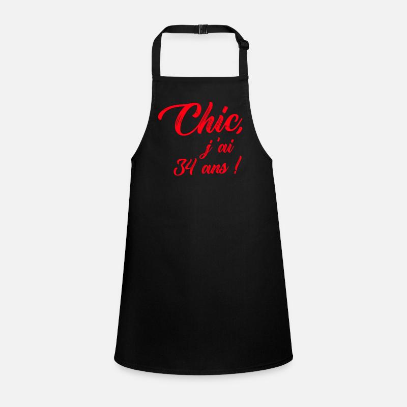 anniversaire chic j'ai 34 ans ! rouge Tablier Enfant