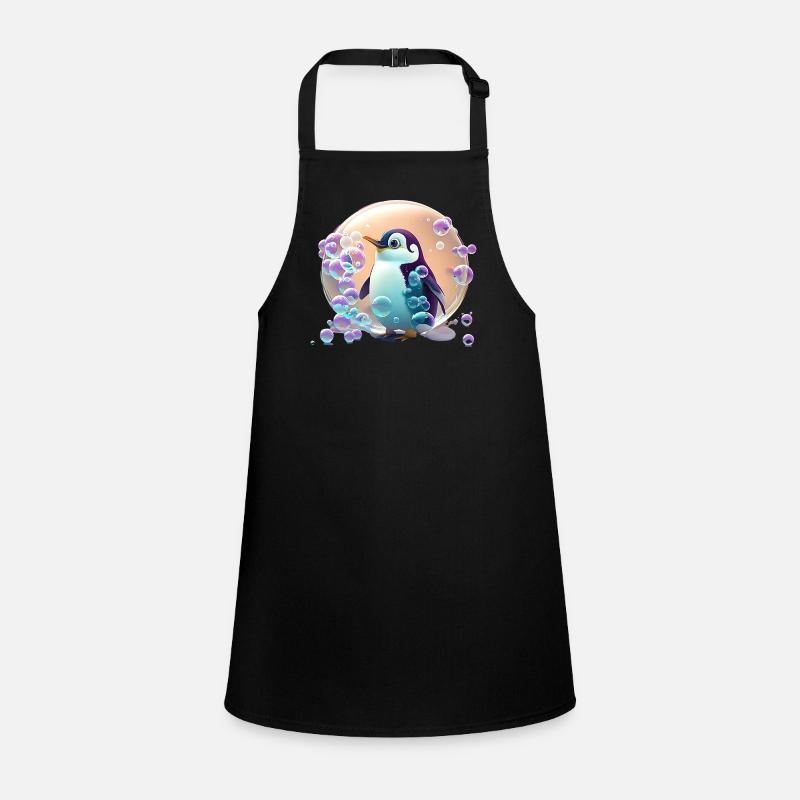 Super cute penguin plays with soap bubbles Children's Apron