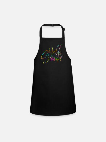 Hello Summer - Schürze für Kinder - Schwarz - Vorne