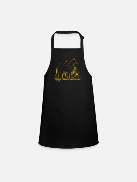 Cat Big City Yellow Cadeau - Tablier Enfant - noir - Devant