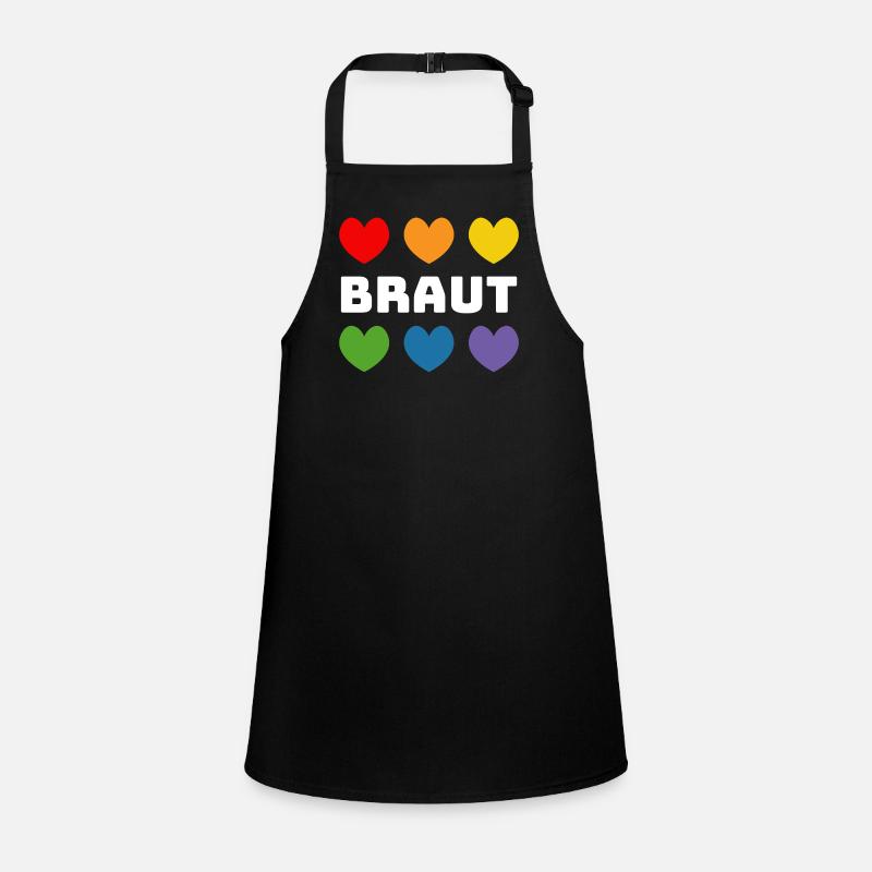 Regenbogenherzchen Braut weiss Schürze für Kinder