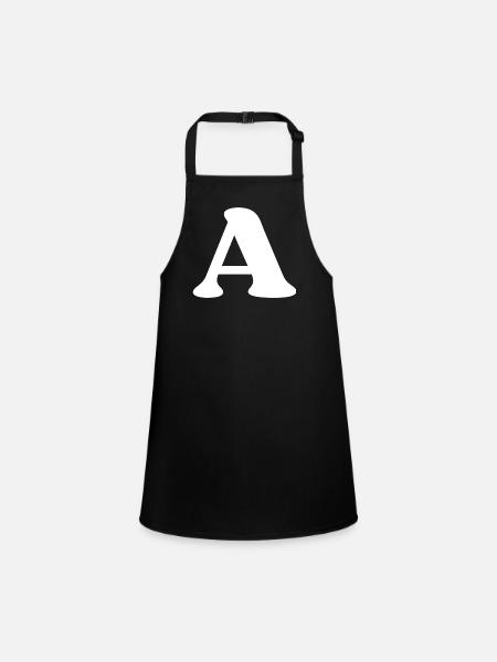 Letter a - Children's Apron - black - Front