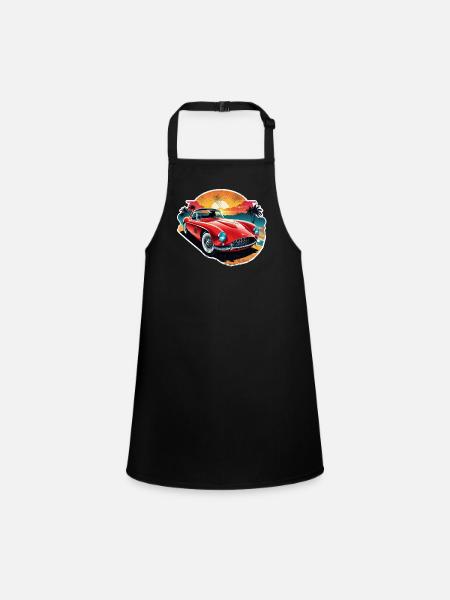 Oldtimer Sonnenuntergang - Schürze für Kinder - Schwarz - Vorne