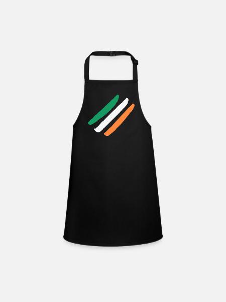 Irland / Irlandflagge - Diagonal - Stylish - Schürze für Kinder - Schwarz - Vorne