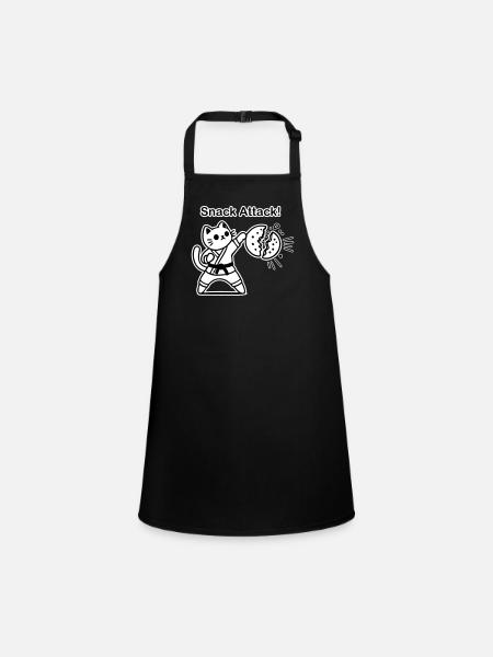 Karate-Katze, die einen Keks schlägt - Snack Attack Design - Schürze für Kinder - Schwarz - Vorne