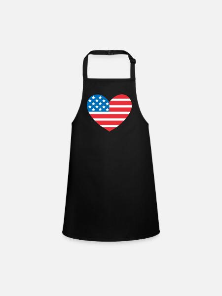 Drapeau des États-Unis en forme de cœur - Tablier Enfant - noir - Devant