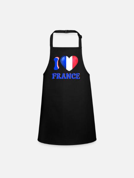 Ich liebe Frankreich Blau Weiß Rot Flagge Herz - Schürze für Kinder - Schwarz - Vorne