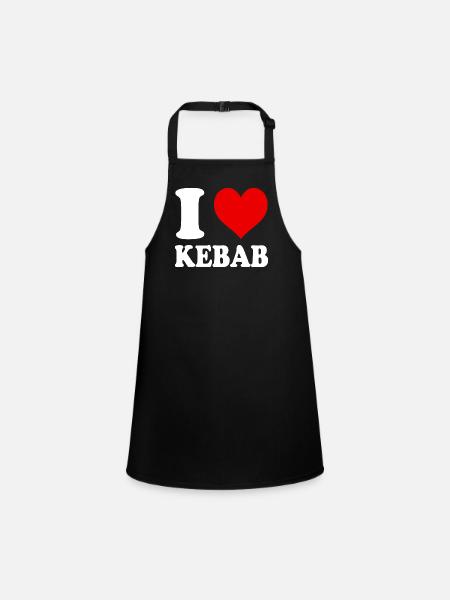 I Love Kebab Heart Funny Witty - Children's Apron - black - Front