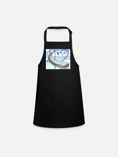 H2G2 Fan Art. Sperm whale and petunia falling. 42 - Children's Apron - black - Front