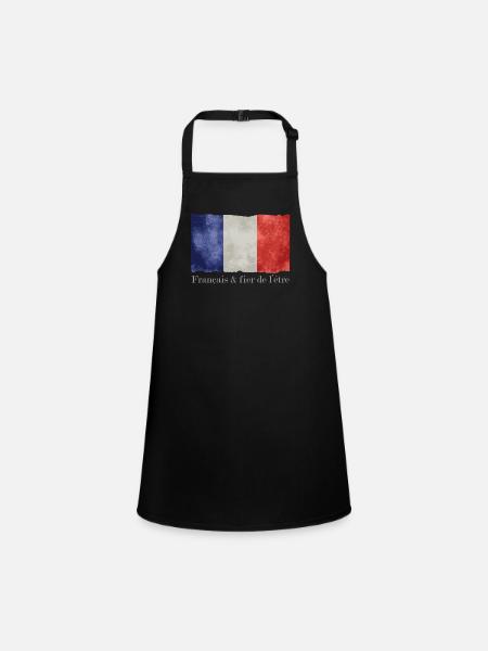Drapeau France bleu blanc rouge Français fier - Tablier Enfant - noir