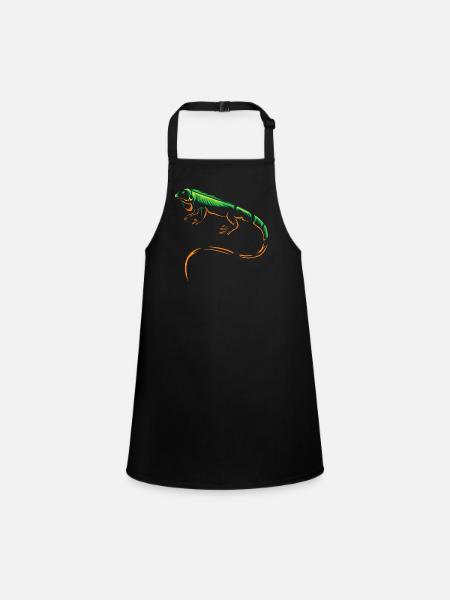iguana - Children's Apron - black - Front