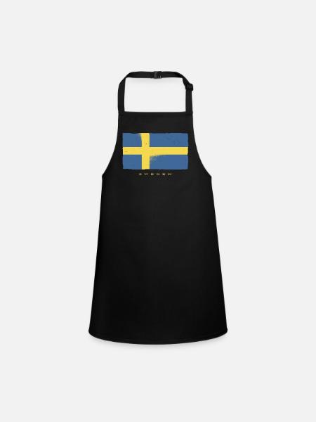 Schweden-Flagge Reisen Reisen Schweden-Flagge Reis - Schürze für Kinder - Schwarz - Vorne
