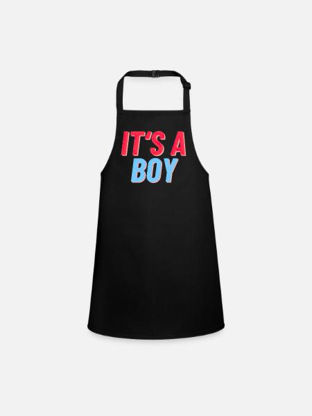 It's a Boy - It's a Boy - Birth Reveal - Children's Apron - black - Front