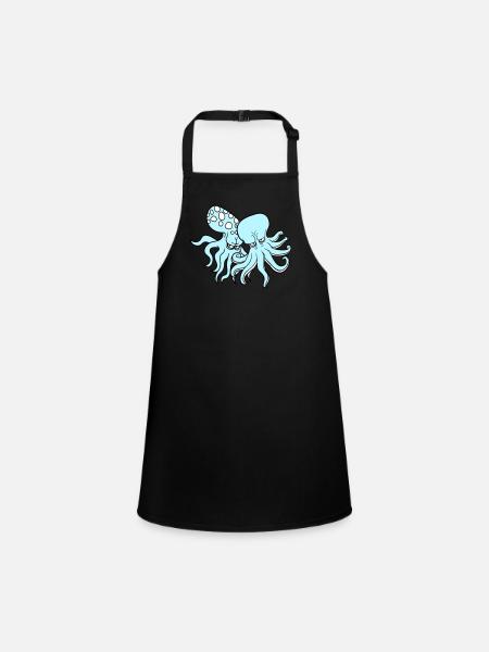 2 Böse Oktopus Kraken Tintenfisch Kopffüßer Team - Schürze für Kinder - Schwarz - Vorne