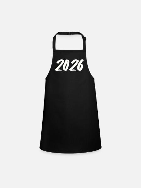 Year 2026 Brushstroke - Children's Apron - black - Front