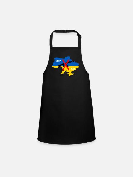 Soutenez l’Ukraine, l’Ukraine - arrêtez la guerre - Tablier Enfant - noir - Devant